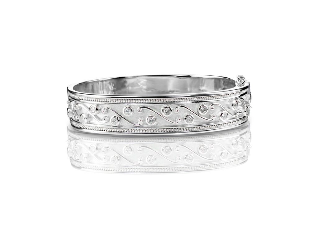 SIlver diamond bangle bracelet